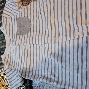 One piece 3 -6 month white/black stripes fully buttoned onesie/romper